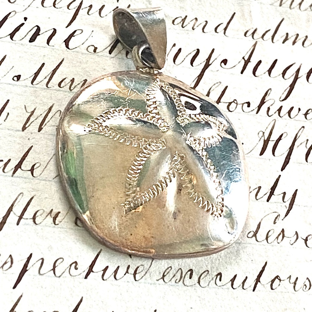 Stunning Sterling Silver Puffy Sand Dollar Pendant 925 Mexico - Picture 8 of 9